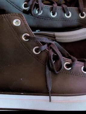 Converse High-Top Sneakers in Dark Brown and White